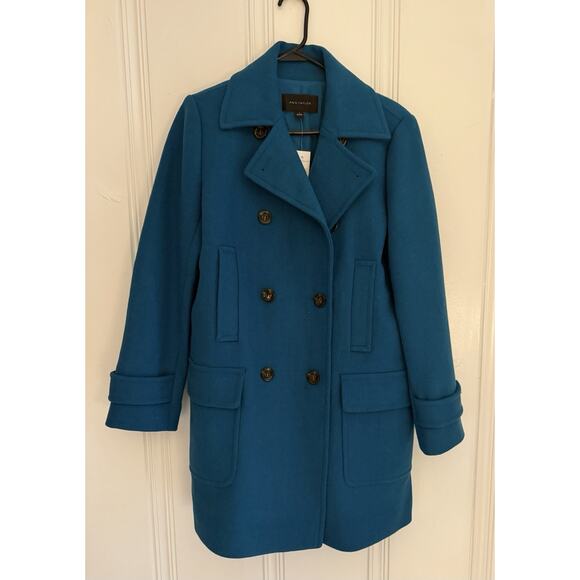 NWT Ann Taylor Wool Blend Refined Peacoat Lagoon Blue Sz Small S Peacock Teal - Picture 1 of 9